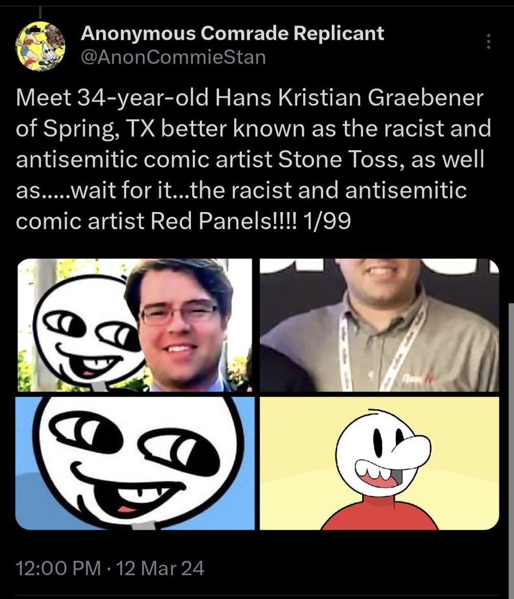 robisraelart's tweet image. The original post that exposed Nazi Stone Toss’s identity was taken down.