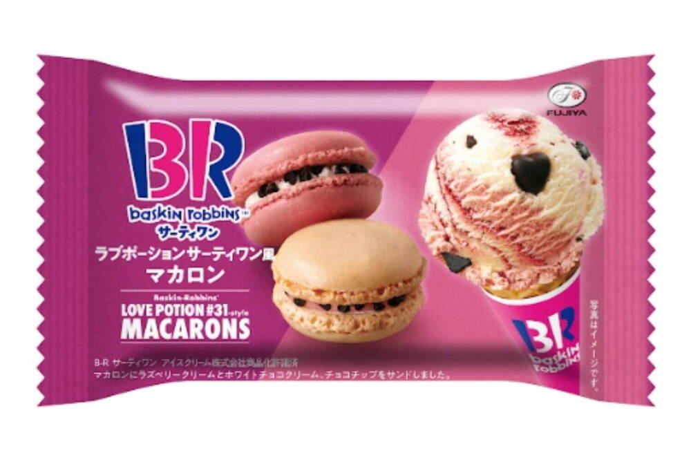 fashionpressnet's tweet photo. ファミマ×サーティワン初コラボスイーツ、人気の「ラブポーションサーティワン」「キャラメルリボン」がマカロンに - https://t.co/0LztqZTkSb https://t.co/6cz4ItO51f