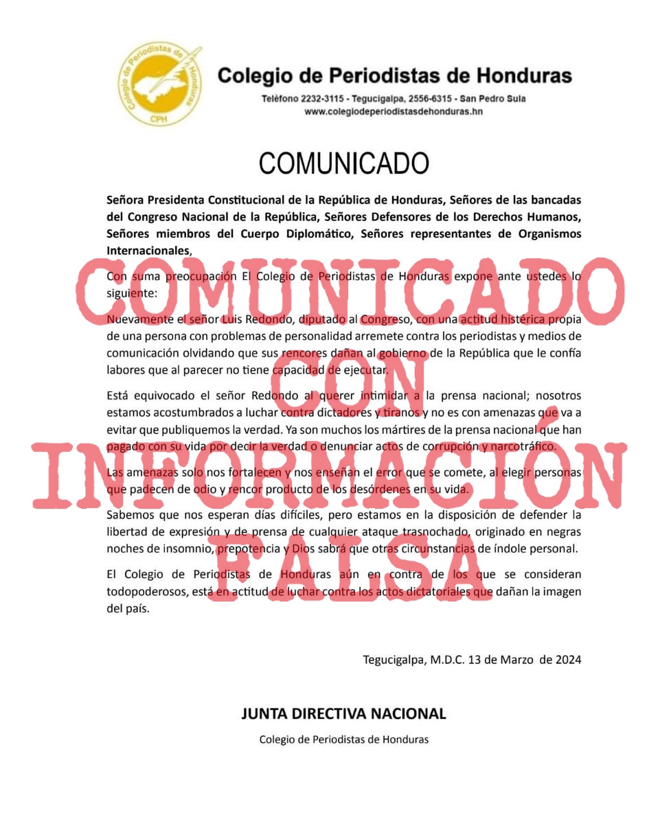 Las campañas mediáticas de desinformación y distorsión, continúan siendo por mis posiciones con respecto a la corrupción, narcotráfico y a la extradición que no vamos a detener.

Ya que estos medios están vinculados directa o indirectamente con Juan Orlando Hernández, sentenciado