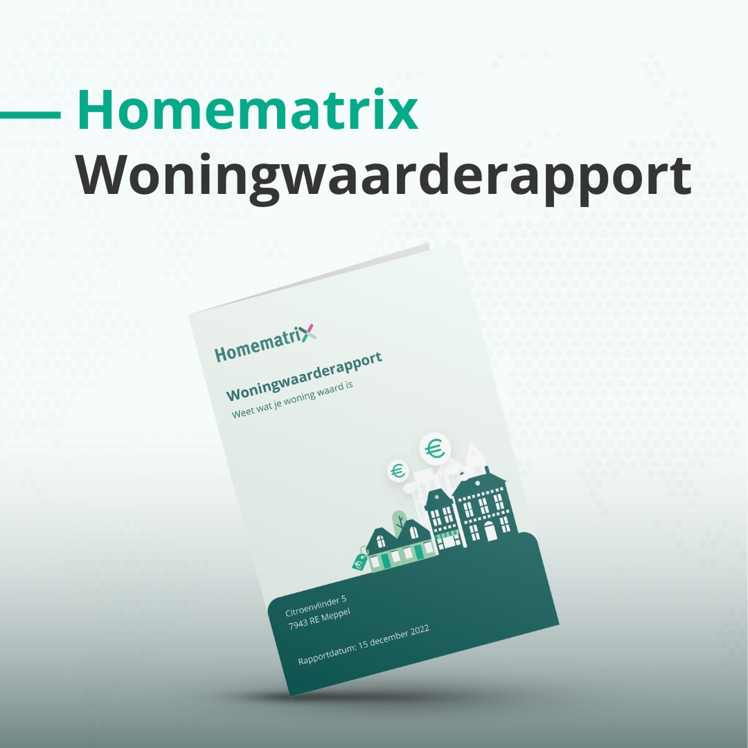 Overweegt u verkoop of droomt u van een nieuwe woning? Of wilt u gewoon goed voorbereid zijn wanneer u een bod uitbrengt? Met het Homematrix Woningwaarderapport krijgt u direct toegang tot de actuele waarde van uw woning.

Bestel direct: bit.ly/3VbeNLz