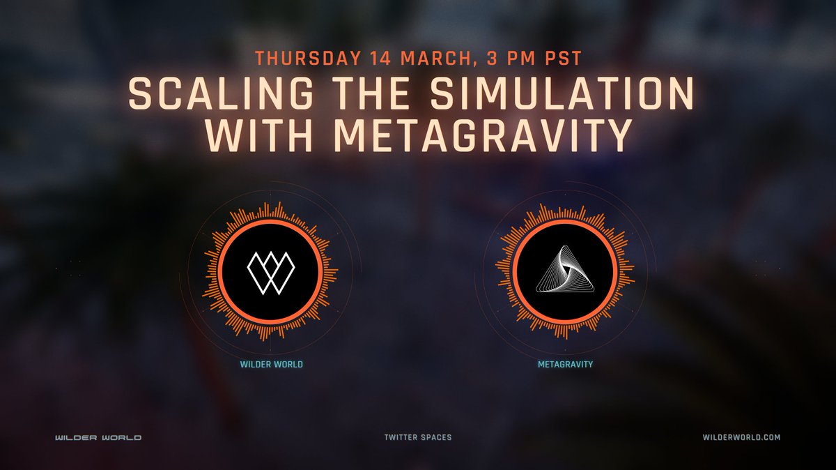 📡 ATTENTION WILDERS 📡 Join us for a special Twitter Spaces with @MetaGravity_ where we'll dive deep into the innovative solution shaping the future of Wiami's unprecedented scalability. 📅 Thursday 14, March 3pm PT