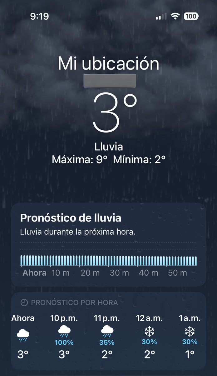 YolyJimenezDiaz's tweet photo. Comenzando la tormenta invernal:
9:10 pm temperatura: 3 ° C 
Sensación térmica: 0 °
# Lluvia https://t.co/AIlsxWnTl5