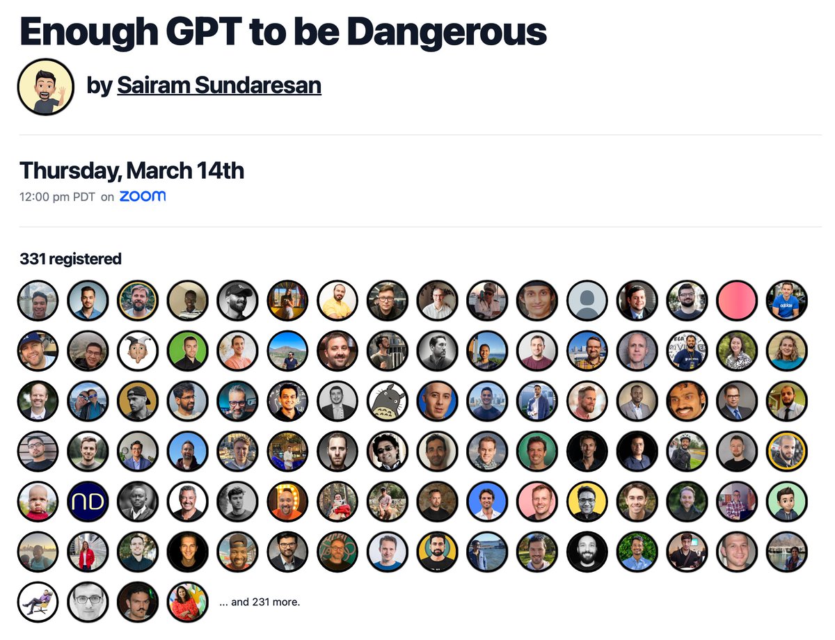 Enough GPT to be Dangerous ☢️ @DSaience is a brilliant AI research scientist and tomorrow he will be giving us a deep dive into how ChatGPT and other LLMs work, and how we can incorporate them into our projects. Members, don't miss this one: smallbets.com/event/4472ece0…
