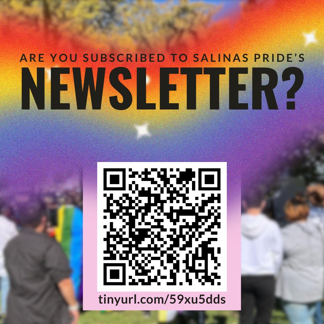 SalinasVPride's tweet photo. Stay in the know with Salinas Pride's newsletter 🏳️‍🌈🏳️‍⚧️🗞️
￼
The latest edition focuses on the 2024 Salinas Valley Pride Celebrations Scholarship and includes a round up of community events &amp; happenings: https://t.co/X2Y5vXwpr5 https://t.co/hdjZQlfxLn