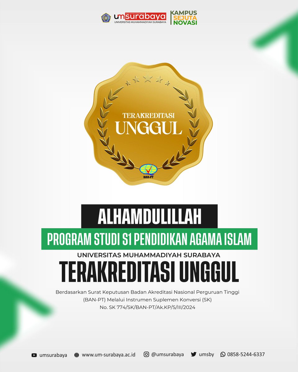 Alhamdulillah Program Studi S1 Pendidikan Agama Islam Raih Akreditasi Unggul🔥 #umsurabaya #faiunggul #PAIunggul