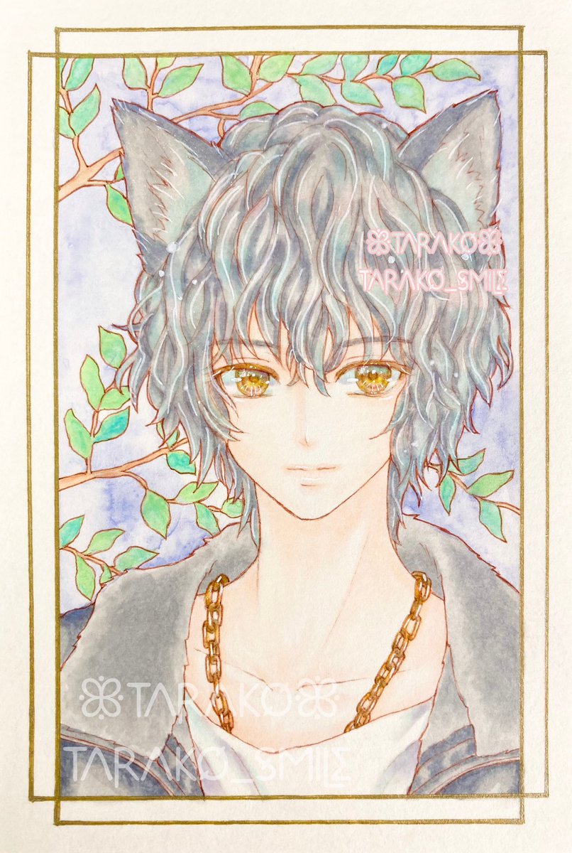 solo looking at viewer short hair shirt 1boy animal ears jewelry  illustration images