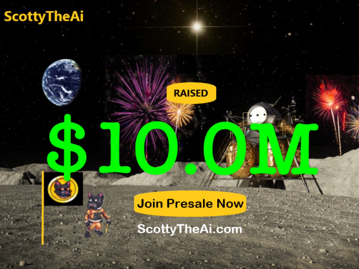 💥Presale Update!💥

ScottyTheAi #1 #memecoin (w/Ai utility) of 2024

$SCOTTY has raised $10M

🎉 this was raised way faster than expected due to the high demand of the crypto community wanting to join ScottyTheAi. 

Well on our way to closing out presale early and heading for