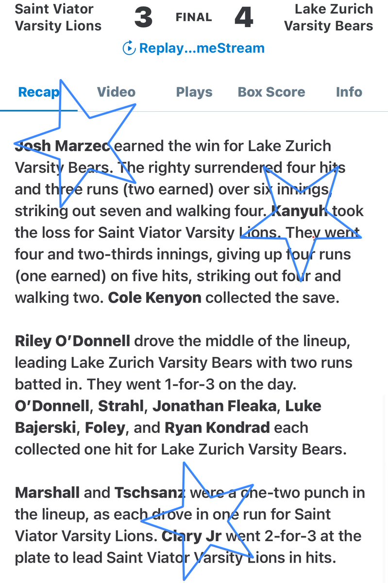 In a matchup with 8️⃣ #StarsBaseballLZ players between the two rosters, <a href="/joshmarzec9/">Josh Marzec</a>  &amp; <a href="/Alistair_Kanyuh/">Alistair Kanyuh</a> battled pitch for pitch.  In the end, <a href="/LZHS_Baseball/">LZ Baseball</a> got the win. <a href="/jr_clary1/">JR Clary</a> 2 knocks  How awesome is it for ⚾️ season to be here?!? #StarsbeingStars