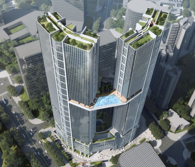 Xman_008's tweet photo. Project sharing01: 250m twin-tower connected structure. https://t.co/caLaYgCDmn