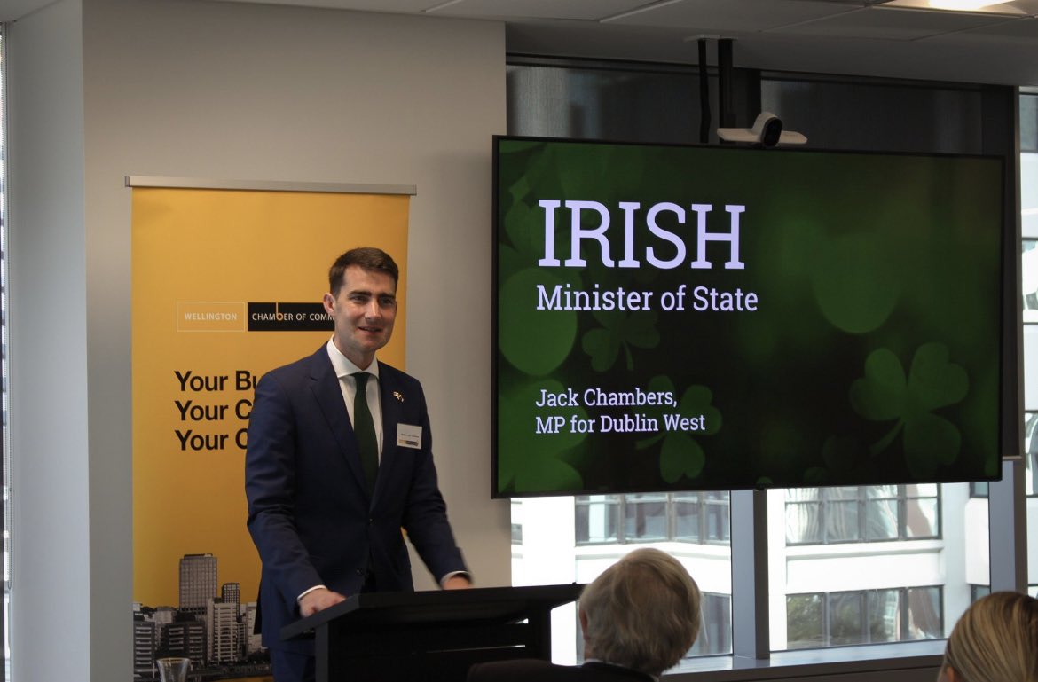 It was a great pleasure to address the Wellington Chamber of Commerce this morning on Ireland’s approach to Foreign Direct Investment & a discussion on wider economic policy. There are huge opportunities for businesses in 🇮🇪 & 🇳🇿 through the upcoming EU-NZ free trade agreement