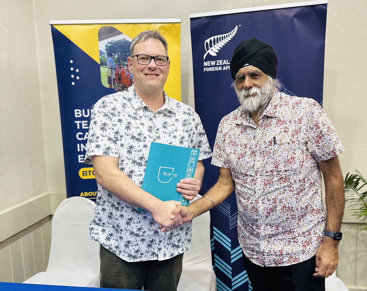 Extremely excited to share that I have signed a NZ$4.1m grant agreement with @MFATNZ today! With this funding, our Institute of Education (IoE) will implement phase 2 of ‘Building Teacher Capacity for Inclusive Education’ in 5 PICs. Kudos to Dr Seu'ula & team and best wishes.