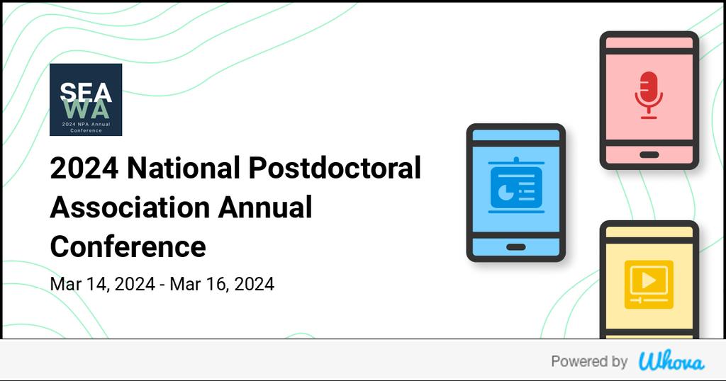 Hi! I'm attending 2024 National Postdoctoral Association Annual Conference. #NPA2024AC #AnnualConference #NPA #postdocs #postdoctoralscholars #postdocoffices #postdocassociations #STEM #research. Let's start connecting with each other now. @nationalpostdoc whova.com/whova-event-ap…