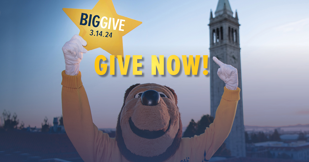 🌟 #UCBerkeley's 10th annual Big Give is live! 🌟

For the next 24 hours, support your favorite Berkeley schools, programs, student groups, and more on this day of giving.

Check out all of the contests and big matches, and see the many ways you can participate at