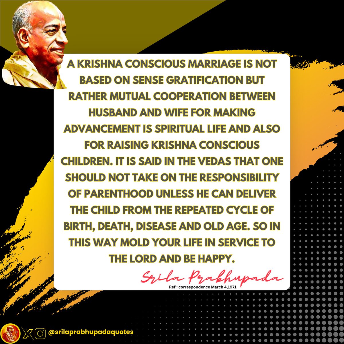 Purpose of Marriage! #srilaprabhupadaquotes #prabhupadaquotes #iskcon #akshayapatra #harekrishnamovement