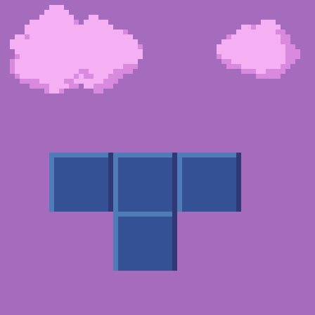 Danielleri's tweet photo. Today’s Lospec #pixelart #pixel_daily prompt was *letter* with a gorgeous palette — https://t.co/6HoViErL2B — did a… T shaped tetronimo in the clouds. It’s a good letter! https://t.co/RnCESw62RI