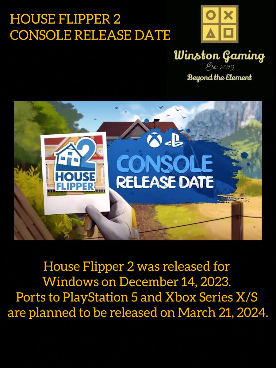 HOUSE FLIPPER 2 CONSOLE RELEASE 21ST OF MARCH 2024 

#houseflipper #realestate #realestateinvesting #realestateinvestor #flippinghouses #houseflipping #fixandflip #wholesalinghouses #webuyhouses #realestateinvestors #wholesalingrealestate #flippinghomes #houseflip #entrepreneur