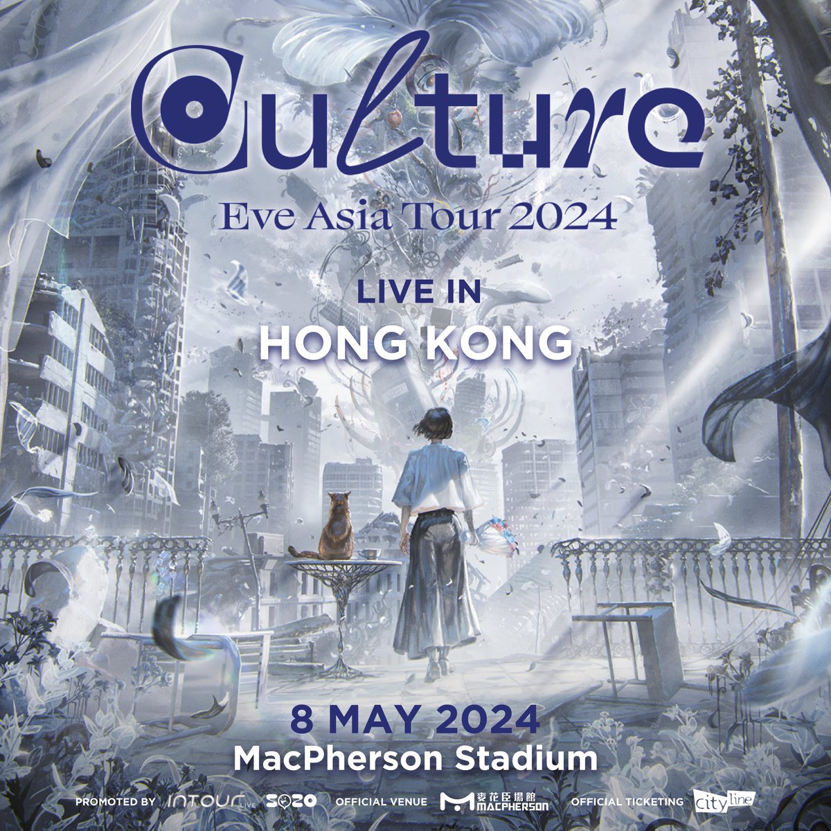 intourlive's tweet photo. Eve Asia Tour 2024 ‘Culture’ Live in Hong Kong
Date: 8 May 2024 (Wednesday)
Venue: MacPherson Stadium
On Sale: 22 March 2024 (Friday) / 2.00PM

Please visit https://t.co/BjgyjbJ0iM⁠⁠⁠ for full ticketing details.

#EveAsiaTour2024 #EveHK #EveAsia #Culture #INTOUR #INTOURLIVE https://t.co/IfQDnu9mvt