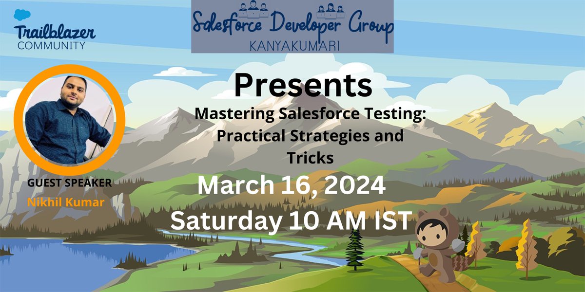 Hi Everyone. I am Calling for Salesforce Trailblazers to join us for the Mastering Salesforce Testing: Practical Strategies and Tricks on March 16 at 10 AM (IST).To join the session Please register by using this link: trailblazercommunitygroups.com/events/details… #TrailblazerCommunity #Salesforce