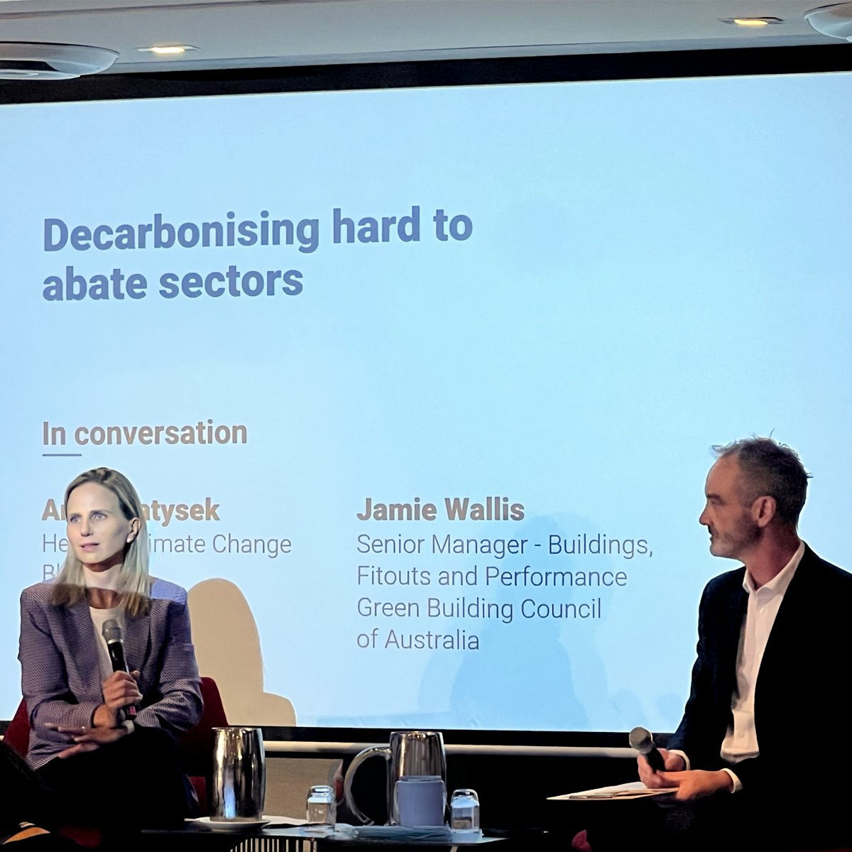Anna Matysek, <a href="/BlueScopeAus/">BlueScope Australia</a>' Head of Climate Change, discussed the 'Navigating decarbonisation pathways' with Jamie Wallis, Senior Manager - Buildings, Fitouts and Performance <a href="/gbcaus/">Green Building Council of Australia</a> at the #TRANSFORM Conference yesterday. The conference is ongoing today.

#GBCAUS #BlueScopeAUS