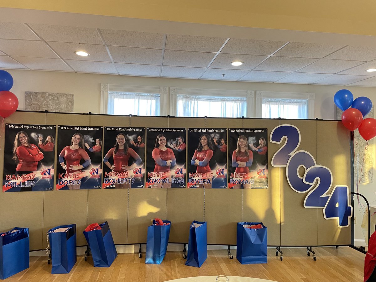 Taralmcd's tweet image. It was a special night celebrating these special seniors!! #thatsawrap #madeithappen #nhsnastics20232024 #lovethisteam ⁦@NatickAthletics⁩
