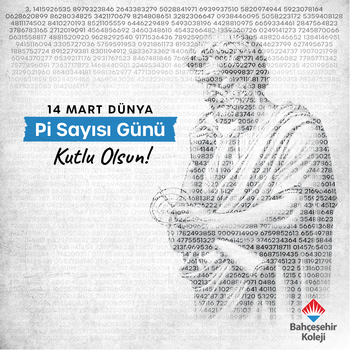 Sonsuzluğa uzanan çok az şey var şu dünyada!
Onlardan biri de Pi sayısı. ♾️

14 Mart Dünya Pi Sayısı Günü kutlu olsun! 🥳

#BahçeşehirKoleji
#14Mart