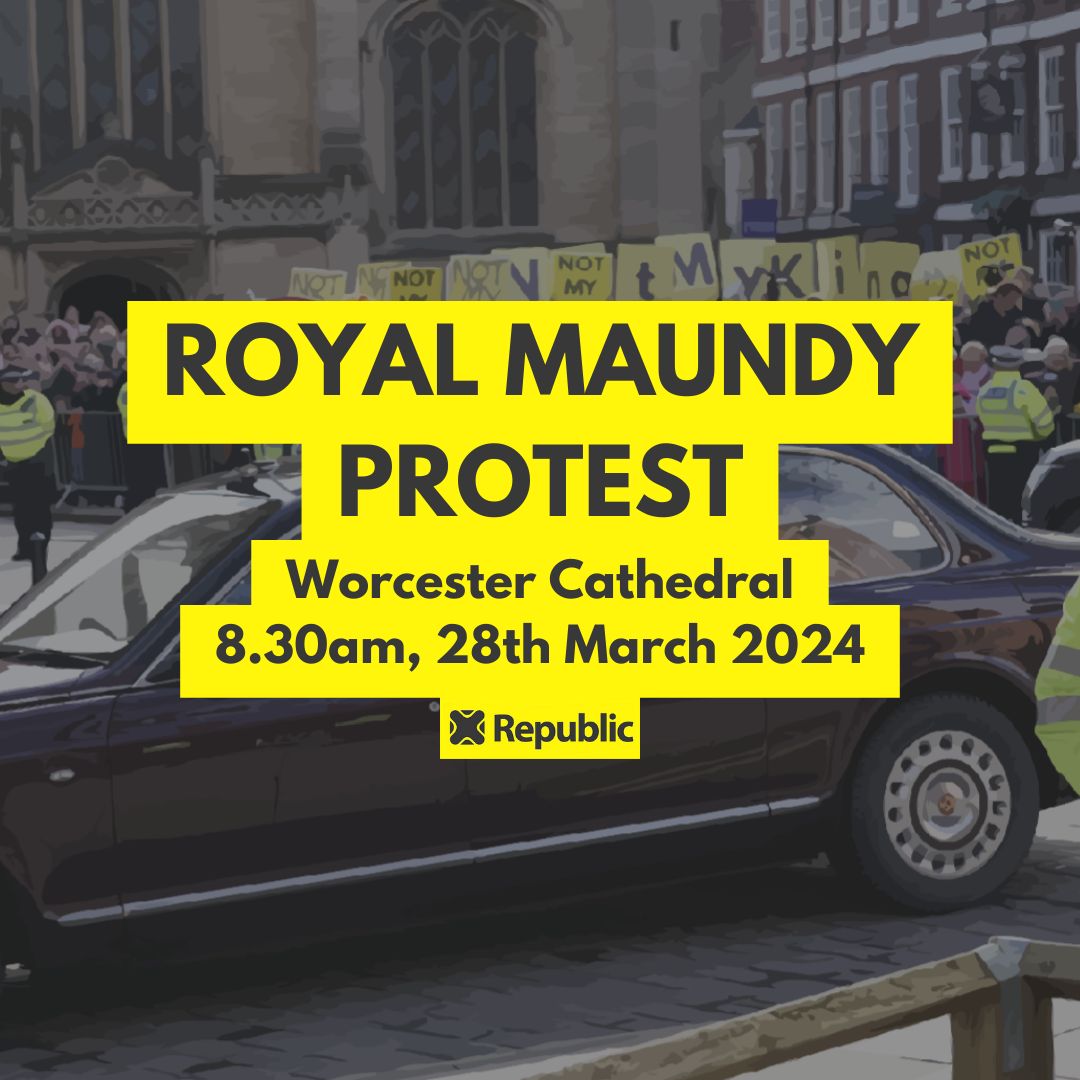🚨🚨 BREAKING NEWS: Republic will be protesting the Royal Maundy Service on the 28th March in Worcester! For info on how to get involved, scroll through this thread. 🧵🧵 We hope to see you there! #AbolishTheMonarchy