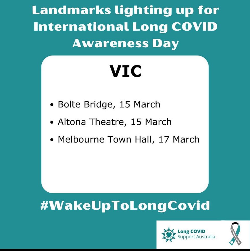 EndemicPrepared's tweet photo. Melbourne #LightUpTeal For #LongCovid #March15th #BolteBridge #AltonaTheatre
#March17th #MelbourneTownHall
#WakeUpToLongCovid
#ConfrontLongCovid
#InternationalLongCovidAwarenessDay https://t.co/hc9agZZs1b