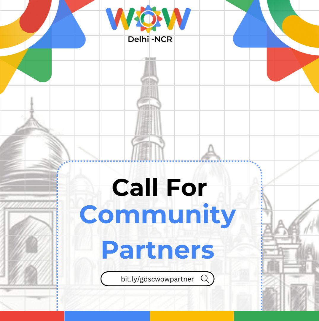 doingwow's tweet image. GDSC Wow Delhi-NCR is just around the corner , and we’re on the hunt for dynamic community partners to embark on this exhilarating journey with us!🥳✨
