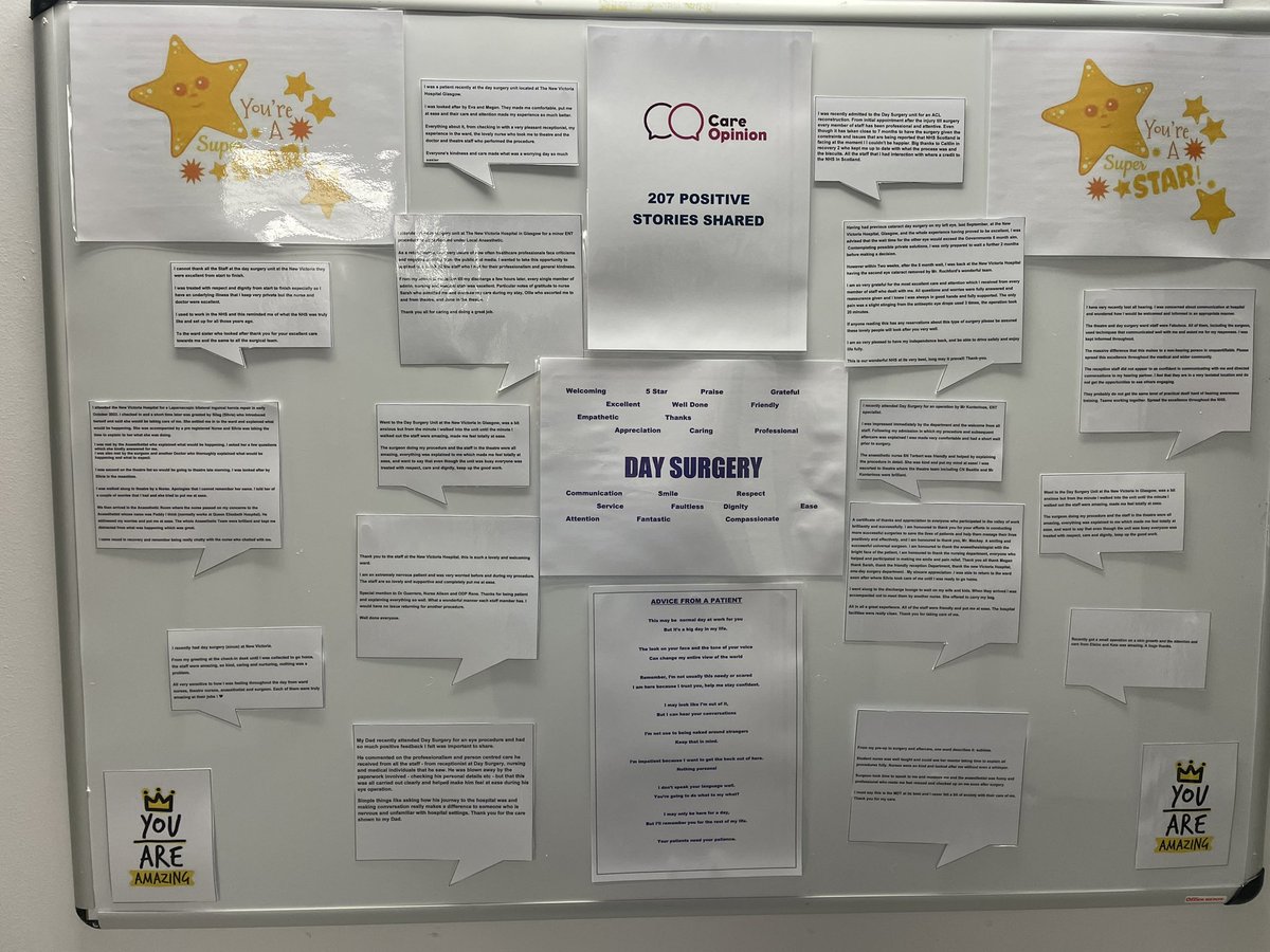 New Victoria ACH Day Surgery Unit (@newvicachdsu) on Twitter photo Our focus of the month board for March in NVIC Day Surgery is celebrating and sharing our wonderful feedback from our patients and relatives. Well done team and keep up the great work 👏👏 <a href="/CareOpinionScot/">Care Opinion Scot</a> Our focus of the month board for March in NVIC Day Surgery is celebrating and sharing our wonderful feedback from our patients and relatives. Well done team and keep up the great work 👏👏 <a href="/CareOpinionScot/">Care Opinion Scot</a>