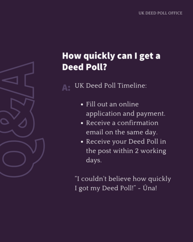 ukdeedpoll_'s tweet photo. ”I couldn't believe how quickly I got my Deed Poll!” ~ Úna!

It's true- the process couldn't be easier!

We know it can feel overwhelming to begin the process of a name change. 
But it's really easy!

Click here to begin : https://t.co/6MrsvlehQG https://t.co/93qeNaoZP4