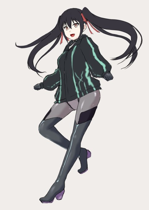 ボディスーツの上にパーカー着てるのが良いという話をしたいがためだけのラフ。もっとぶかぶかでも良かったかもしれない 