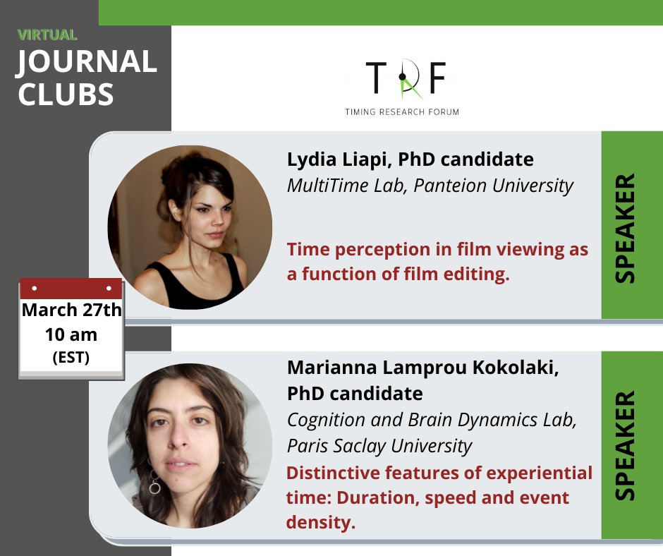This month our #vJC, on March 27th at 10 AM (EST), will be hosting <a href="/LydiaLiapi/">lydia liapi</a> and <a href="/MariannaLamprou/">MARIANNA</a> and it will be focused on modulations of the experienced time🧠⏰ 🫠
More info and registration here mailchi.mp/fb0393dd463d/6…