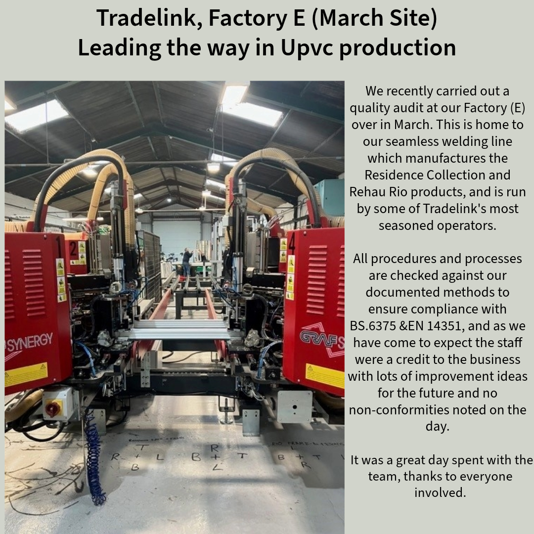 An update from a recent audit on our Factory E in March. Well done to all involved.