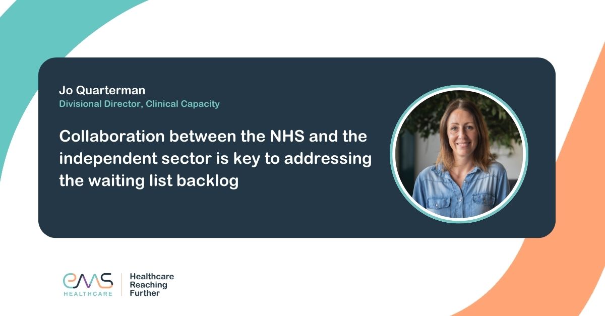 In our latest blog, EMS Healthcare's Divisional Director, @Jo_EMSH discusses the latest NHS #waitinglist figures & how the independent sector can support with alleviating hospital pressures to reduce the patient backlog. 🔗Read more: ems-healthcare.com/news/collabora…