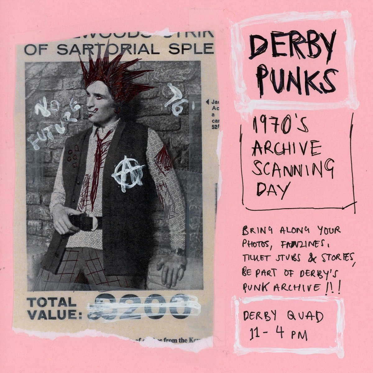 CALLUNG ALL DERBY PUNKS Have you got any photos of yourself and friends in Derby, gigs, fanzines, posters, badges, clothing or ticket stubs from the '70s & '80s? We want to preserve it in the social archive! Saturday 16th March QUAD @heritagefunduk @derbyquad @dedaderby