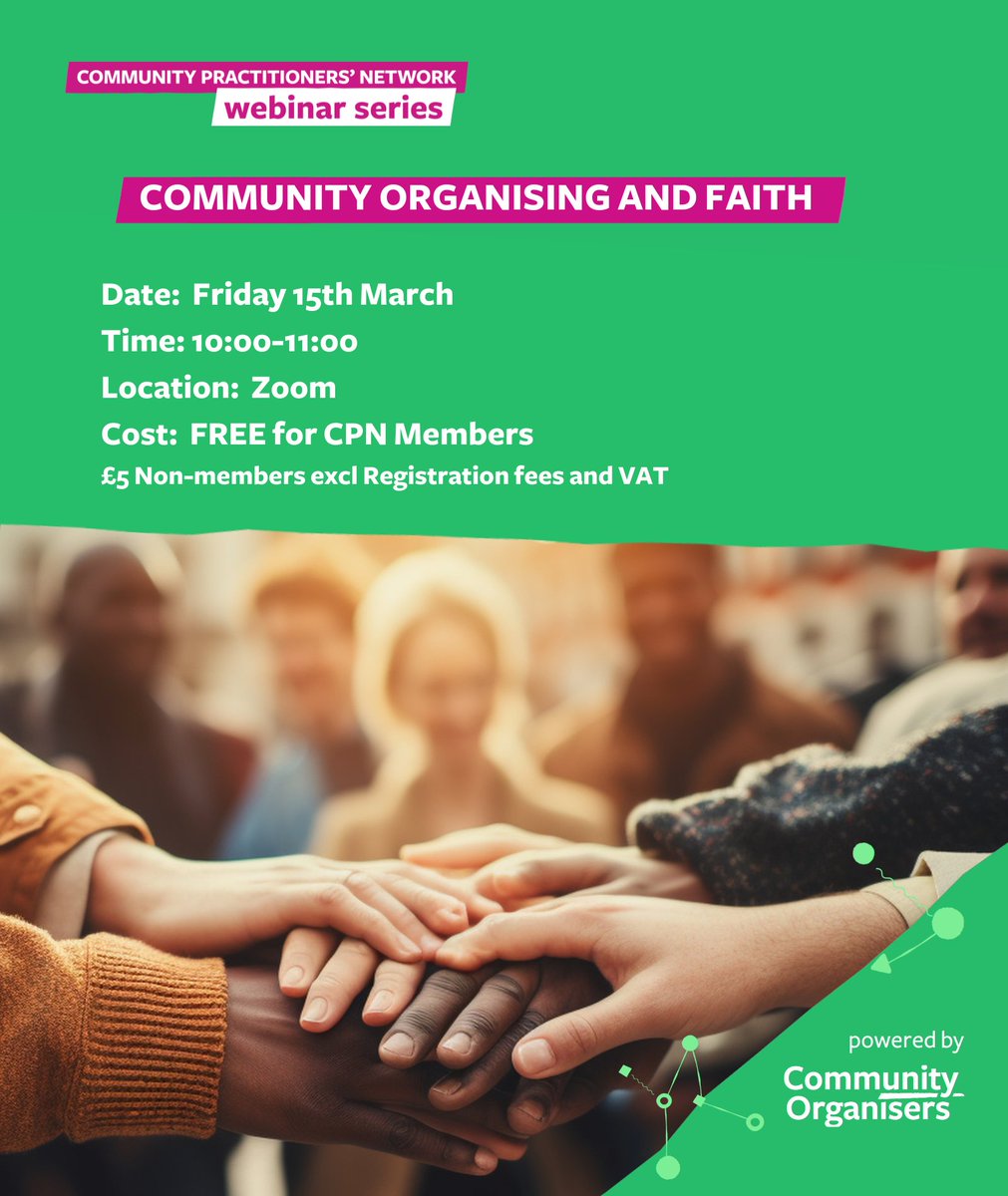 How can #communityorganising and faith-based institutions work together to provide spaces for people to come together, connect and catalyse local action. Come along to our webinar tomorrow at 10am to find out. Book here bit.ly/3Tt64mK