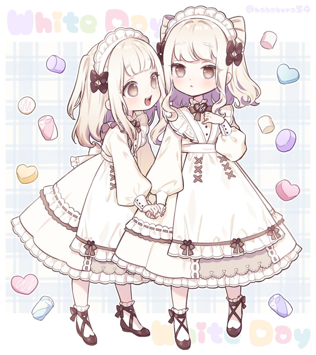 「#ホワイトデーは銀髪白髪を愛でる日ホワイト双子メイドさんデー 」|ごし🍫のイラスト