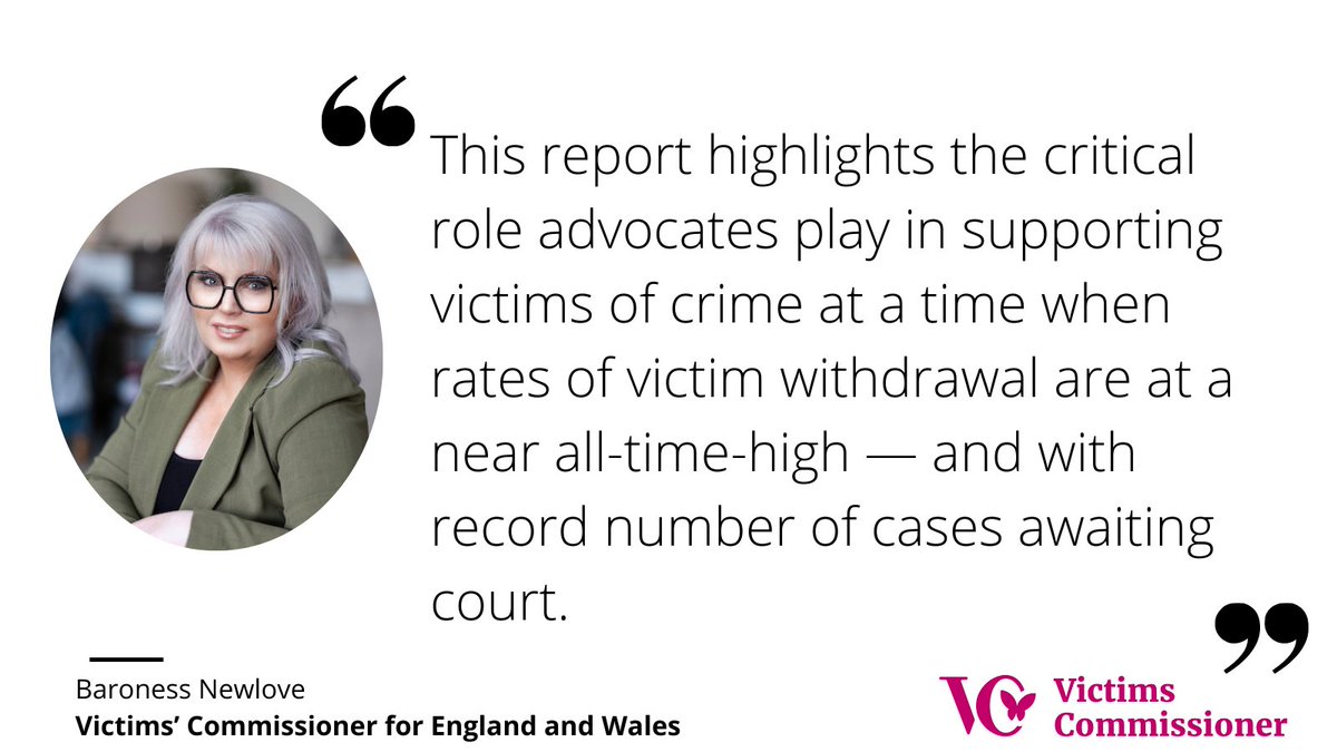 📣Today I publish my new report on victim advocates. 

Unsung heroes, victim advocates are the backbone of the justice system for survivors. The report details how they empower victims on their justice journey &amp; ensure their voices are heard.

Read here ➡️ victimscommissioner.org.uk/news/going-abo…