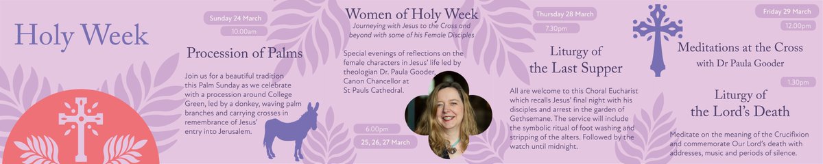 Have you seen what's on over Holy Week at your Cathedral? We have atmospheric services, fascinating talks and beautiful choral music, all are welcome to come and go as they like! #HolyWeek #CathedralBeauty #SpiritualJourney