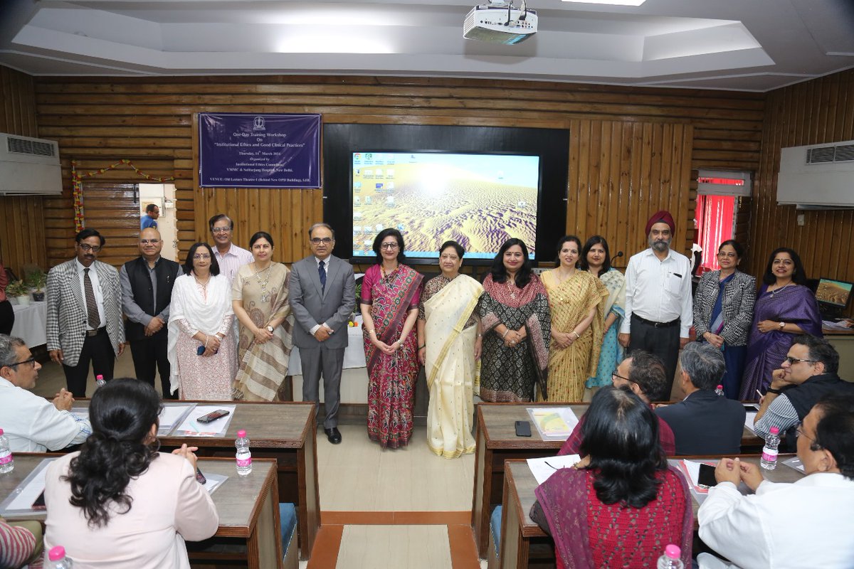 SJHDELHI's tweet photo. A training workshop on #InstitutionalEthics & #GoodClinicalPractices was organized today by IEC @SJHDELHI, inaugurated by Dr V Talwar MS in presence of Principal Dr G Khanna, Dr S Saxena chairperson IEC, Addl MS, Dr Sumathi,HODs,faculty & IEC members. >100 faculty participated. https://t.co/ZmhTLmhg12