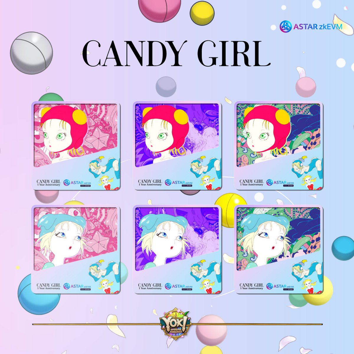 AstarNetwork's tweet photo. 🍬 @CANDYGIRL_PJ is all set to join Yoki Origins, a gamified onboarding journey for Astar zkEVM!

On a celebratory “Candy Day”, a delightful tradition where candies are given in sweet reciprocity as Valentine's Day gestures.

Join us in celebrating the first anniversary of the masterpiece "CANDY GIRL" by the legendary artist @YoshitakaAmanoO.

Dive in now and be part of the journey! ✨

https://t.co/kD4dTnHHPd