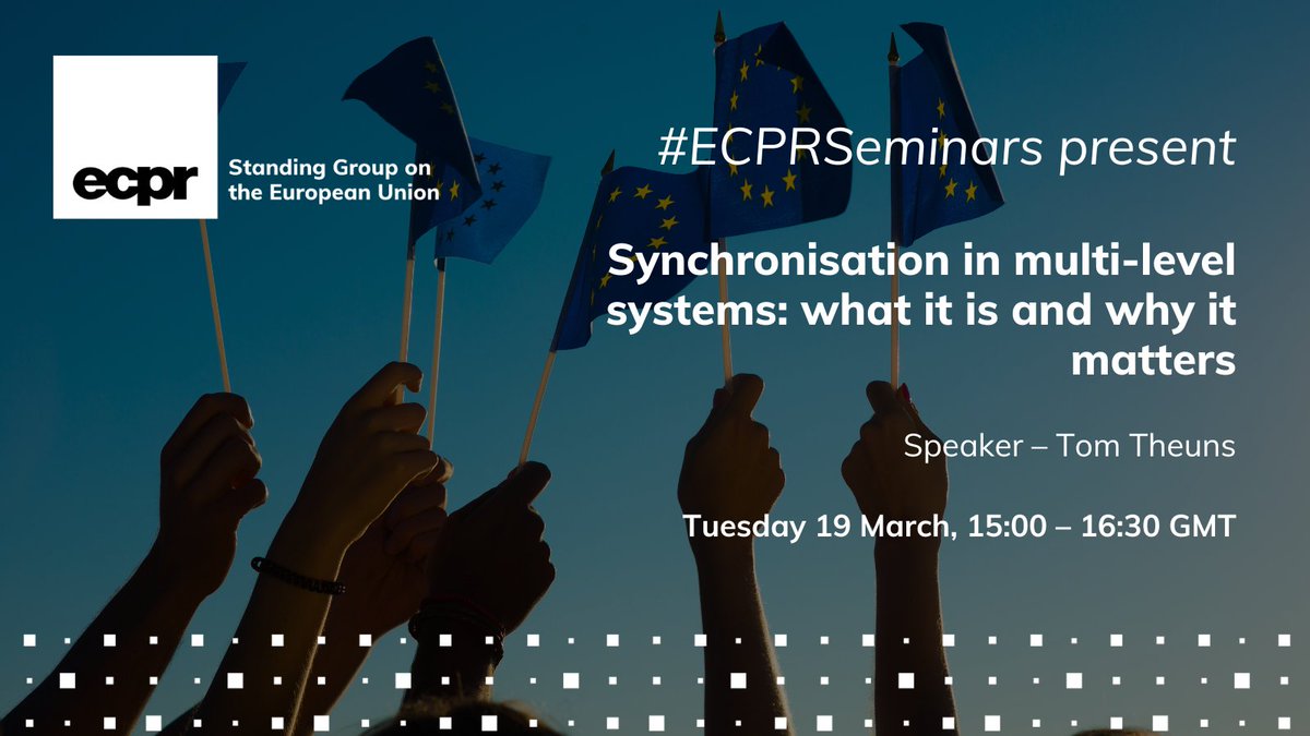 👨‍💻 Next week in @ECPR_SGEU #ECPRSeminars ⤵️ 🗣️ @TomTheuns presents a genealogy of EU democracy protection since the early 1990s 💻 Tue 19 Mar, 15:00–16:30 GMT ✍️ Register FREE: ecpr.eu/Events/211 #EuropeanUnion #EuropeanPolitics #RuleofLaw