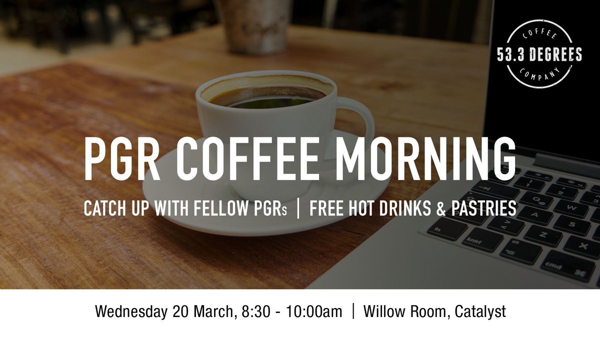 Join us in Willow on 20 March for the next PGR Coffee Morning! Enjoy complimentary hot drinks and pastries while engaging in meaningful conversations with your fellow PhD, MRes, EdD, and Prof Doc colleagues - see you all there! ☕🥐