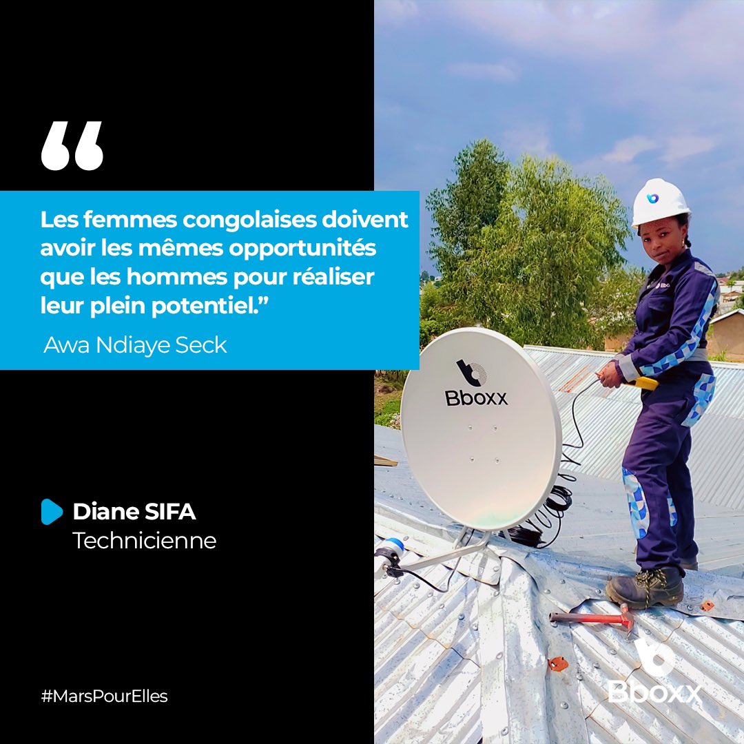 Diane Sifa, technicienne à Bunia nous rappelle que les femmes congolaises ont la capacité de devenir des actrices majeures du développement du pays, notamment dans le domaine technique. 

#BboxxRDC #MarsPourElles <a href="/BBOXX_RDC/">Bboxx RDC</a>