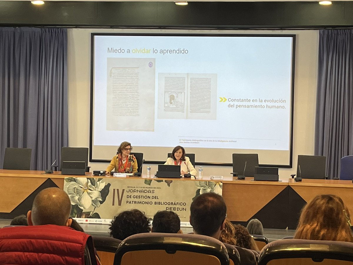 Yo_brida's tweet photo. Iniciadas las #JornadasPatrimonioRebiun con la conferencia inaugural de Ana Santos Aramburu reflexionando sobre la evolución de las instituciones de la memoria y su adaptqcion a la nueva revolució que supone la #IA https://t.co/OOn65OBvHD