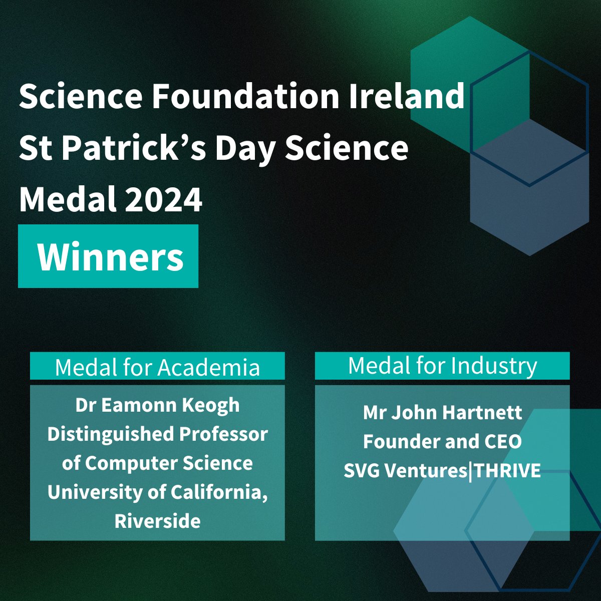 Taoiseach @LeoVaradkar @merrionstreet presents the SFI St Patrick's Day Science Medal to Dr Eamonn Keogh @UCRiverside and John Hartnett @cjhartbett @svgventure, recognising their achievements in the areas of data mining and agri-food. #STEM #IrishResearch