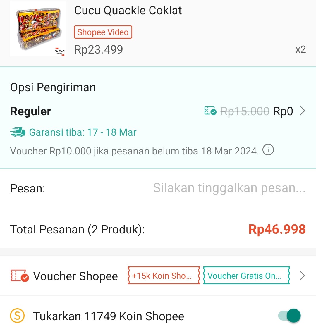 lindatriln's tweet photo. Cucu quackle coklat pack cashback 15rb shopee video https://t.co/RQ8xX7TNcf

Puasa #ShopeePayTHR #Shopeevideo https://t.co/GhBuZJEQYg
