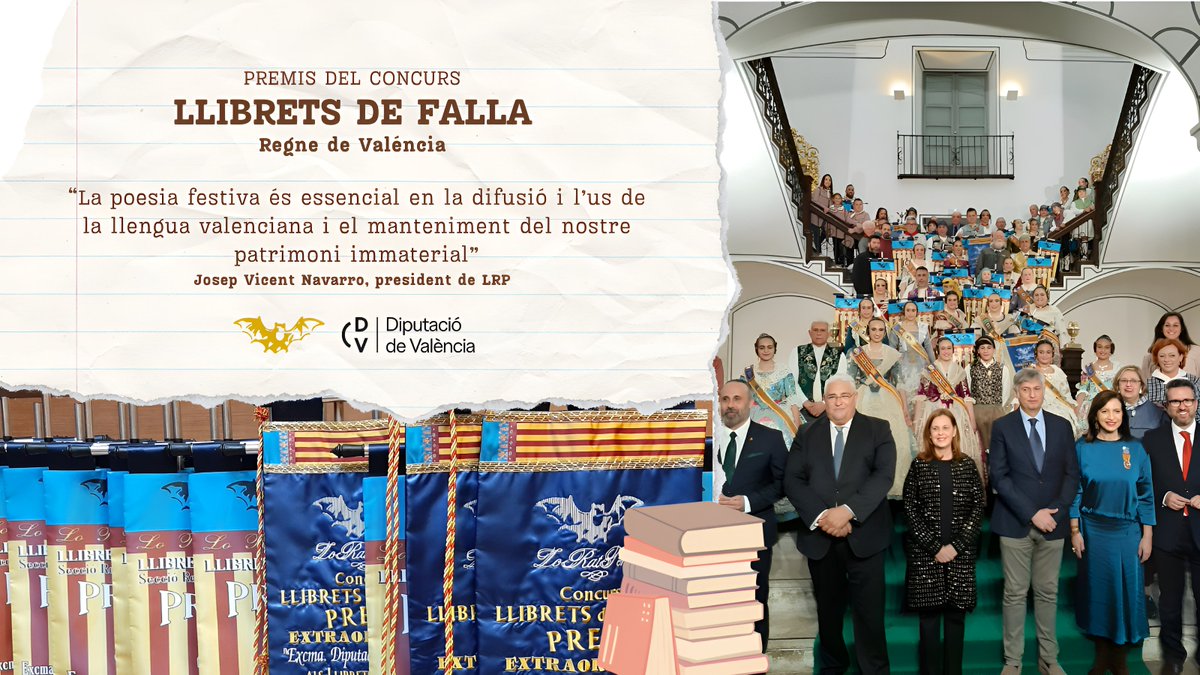 LoRatPenat_'s tweet photo. ¡Seguim en la carrera per la cultura valenciana! 🥳
L'impronta imborrable del #llibretsdefalla que vàrem tindre la semana passada continuà ahir, en el Saló de Plens de la @dipvalencia, que va entregar junt a @LoRatPenat_ els premis de la Secció REGNE DE VALÉNCIA, és dir, per a les falles plantades fòra del terme municipal de la ciutat que no estan integrades en la Junta Central Fallera.
L'acte va ser presidit per la Regina dels #jocsflorals, la vicepresidenta de la Diputació i el nostre president, Josep Vicent Navarro, qui descrigué l'oportunitat de reconeiximent de les dos institucions a la llabor cultural i festiva de les comissions falleres de la nostra província, a les que felicitem per la seua participació ✍️
⭐ Per una part, sentim orgull d'estar des de 1903 recolzant esta tradició dels llibrets, que han evolucionat fins a situar-se hui com un element diferencial de la lliteratura festiva valenciana i essencial de la cultura de les falles. No per res la poesia festiva és essencial en la difusió i l’us de la llengua valenciana i el manteniment del nostre patrimoni immaterial.
🗣️ En la veu del nostre president, donem les gràcies a tots els poetes per la vostra dedicació, en especial baix la mirada d'Anfós Ramon, u dels nostres grans emblemes, al que rendim homenage.
En la mateixa llínea, agraïm el treball de la Diputació, a l'ajuda i colaboració del seu president, @Vicente_Mompo_, per assegurar, en paraules llegides per la seua vicepresidenta, el seu compromís total en la llengua valenciana, la cultura autòctona i les #falles.
Compartim públicament la nostra satisfacció pel seu elogi a l'intensa llabor de Lo Rat Penat, aixina com per haver-se compromés a recolzar les nostres reivindicacions per a mantindre les nostres raïls culturals i llingüístiques pròpies i valencianes 👏
💡 No vos oblideu de celebrar en orgull nostra pròpia cultura.
