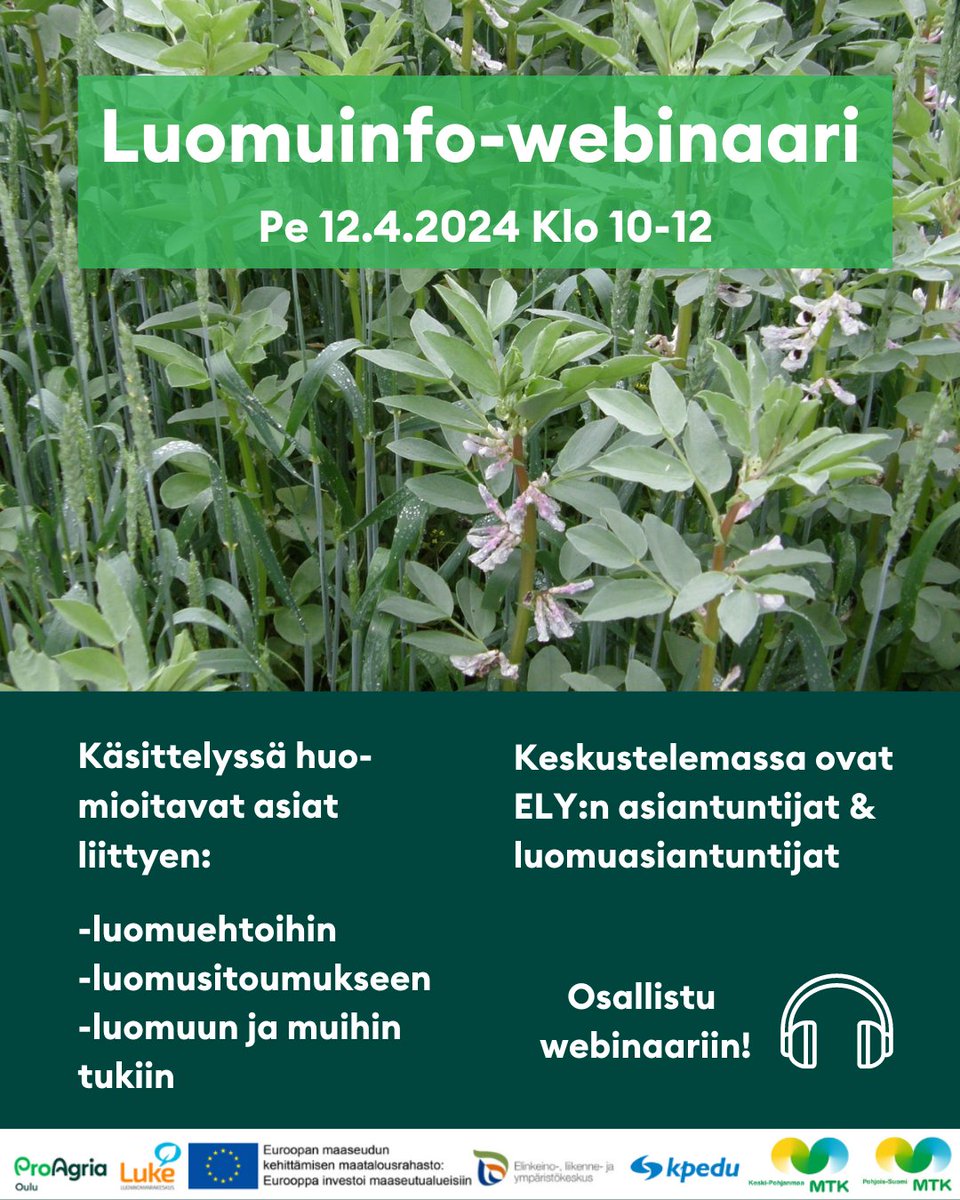 ProAgria_ps's tweet photo. Tule kuulemaan hyödyllisiä vinkkejä Luomuinfo-webinaariin!🌾

Webinaarin järjestää Tehoa pohjoiseen luomuun -hanke ja Tietolinkki-hanke.

👉 Ilmoittaudu mukaan: https://t.co/hluZY8WQtU https://t.co/LOOT0EMMGk