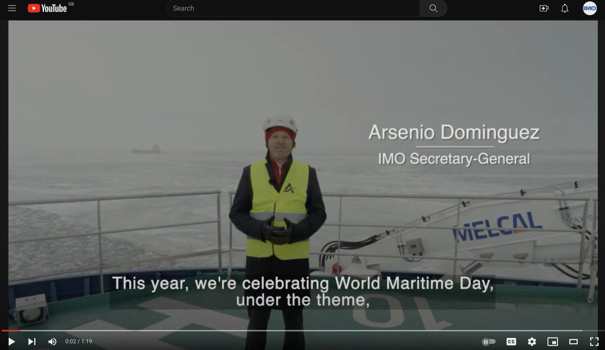 'This year, we're celebrating #WorldMaritimeDay, under the theme, 'Navigating the future: safety first!'  
Watch my video message which reflects IMO's work to enhance maritime safety and security in tandem with the protection of the marine environment.  tinyurl.com/ycxrueyy